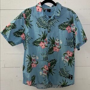 Disney Collection by Neff Light Blue Mickey Mouse Tropical Short-Sleeve Shirt LG